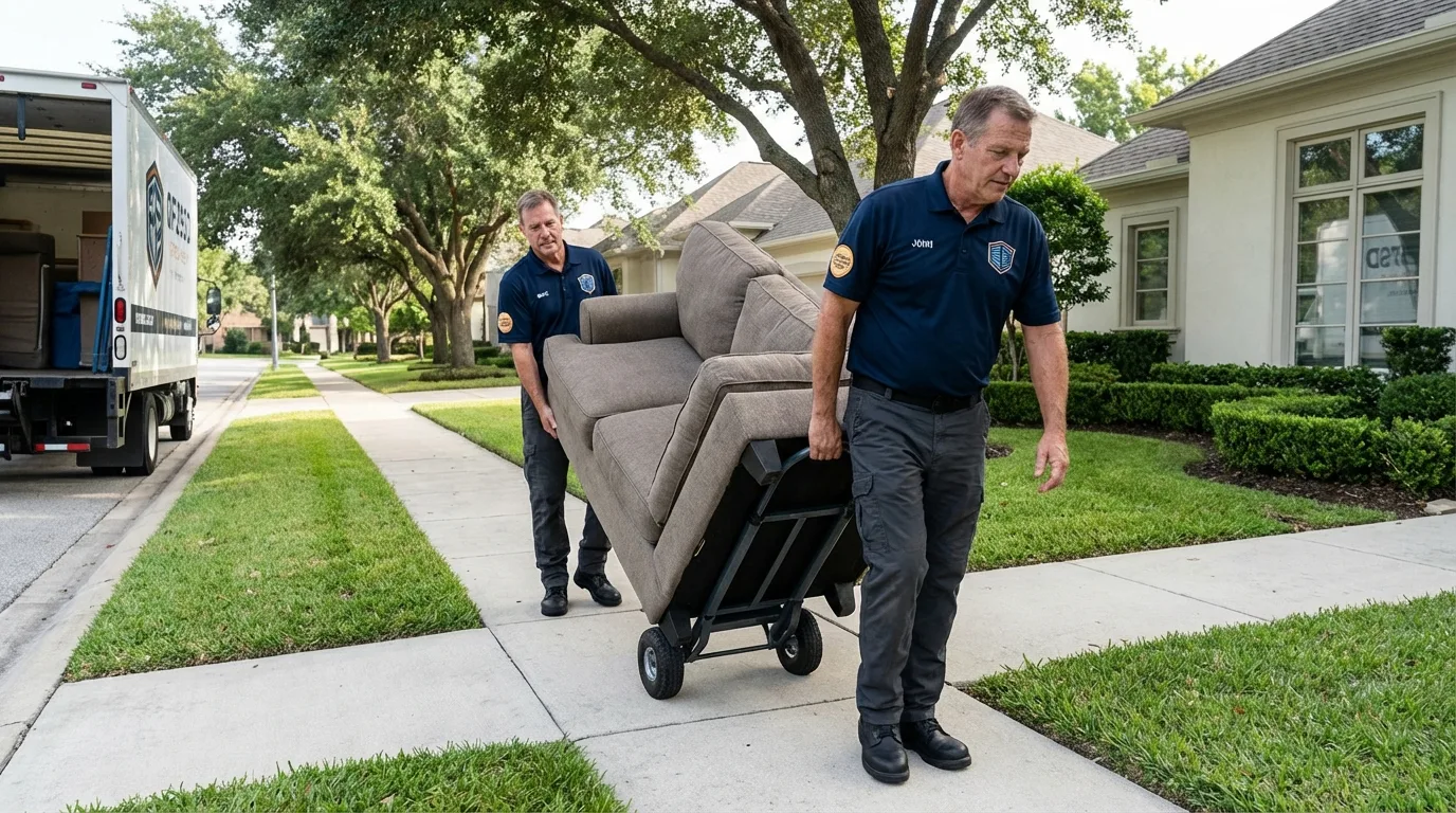 Local residential moving crew loading furniture in Hillsboro, WI